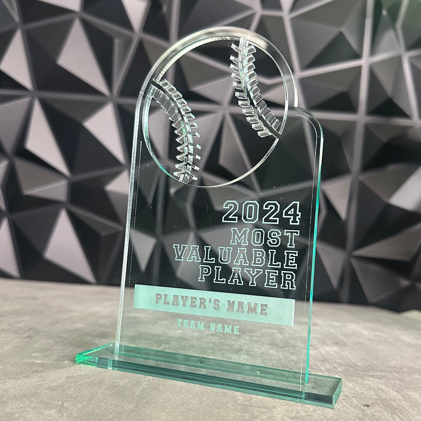 Green Edge "Glass" Acrylic Custom Awards- Baseball