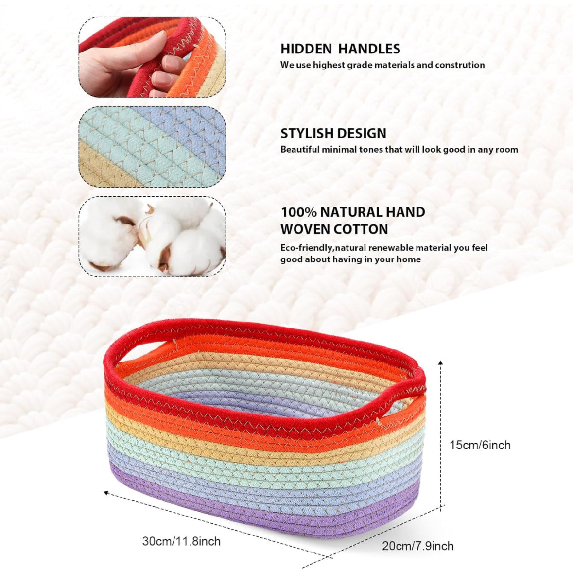 Woven Rope Basket with Custom Patch