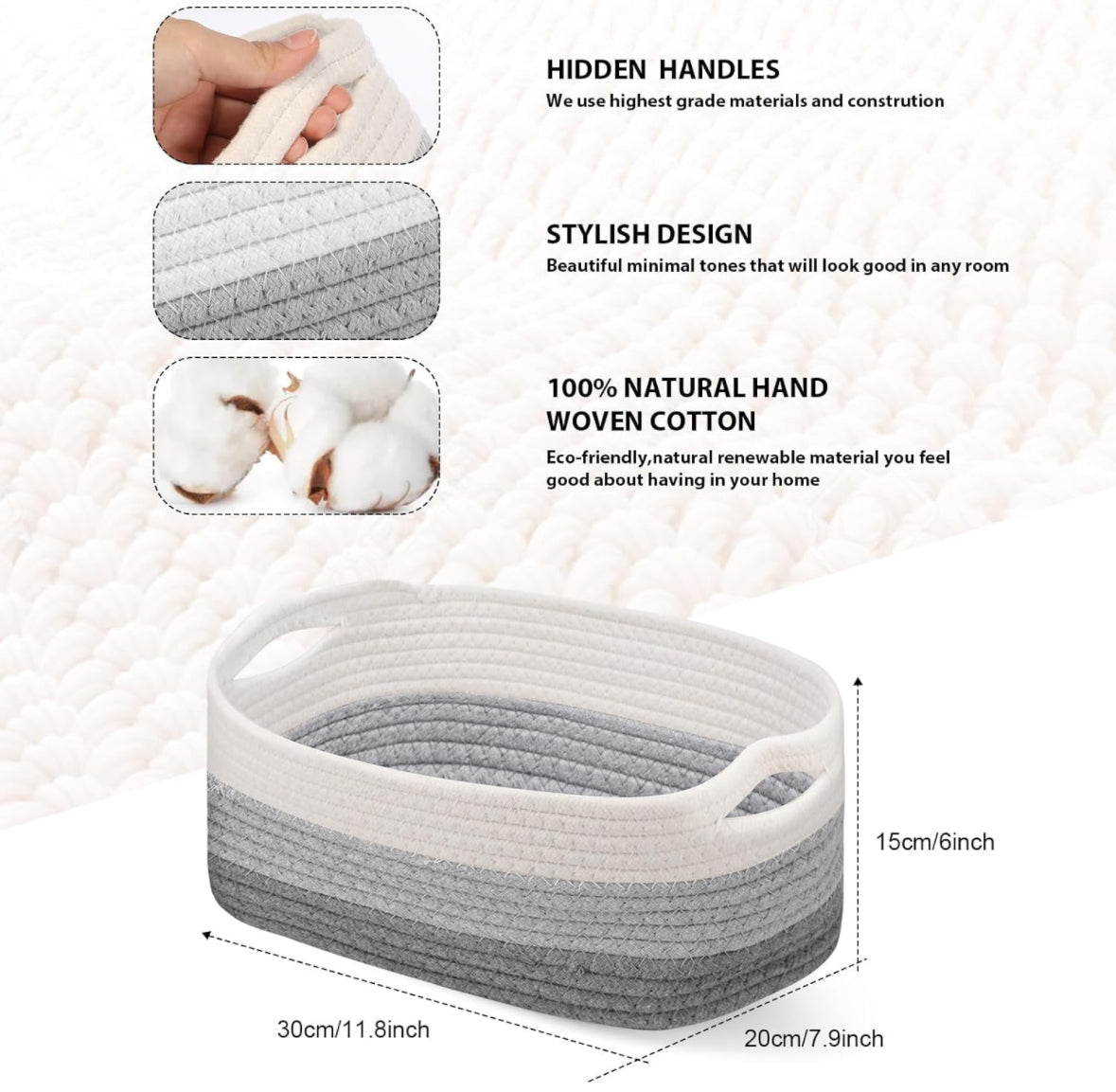 Woven Rope Basket with Custom Patch