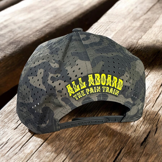 Junction Olive Camo Performance Hat with Neon Yellow Patch