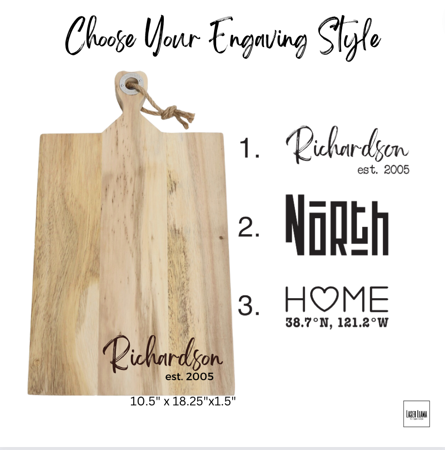 Acacia Cutting Board with Custom Engraving