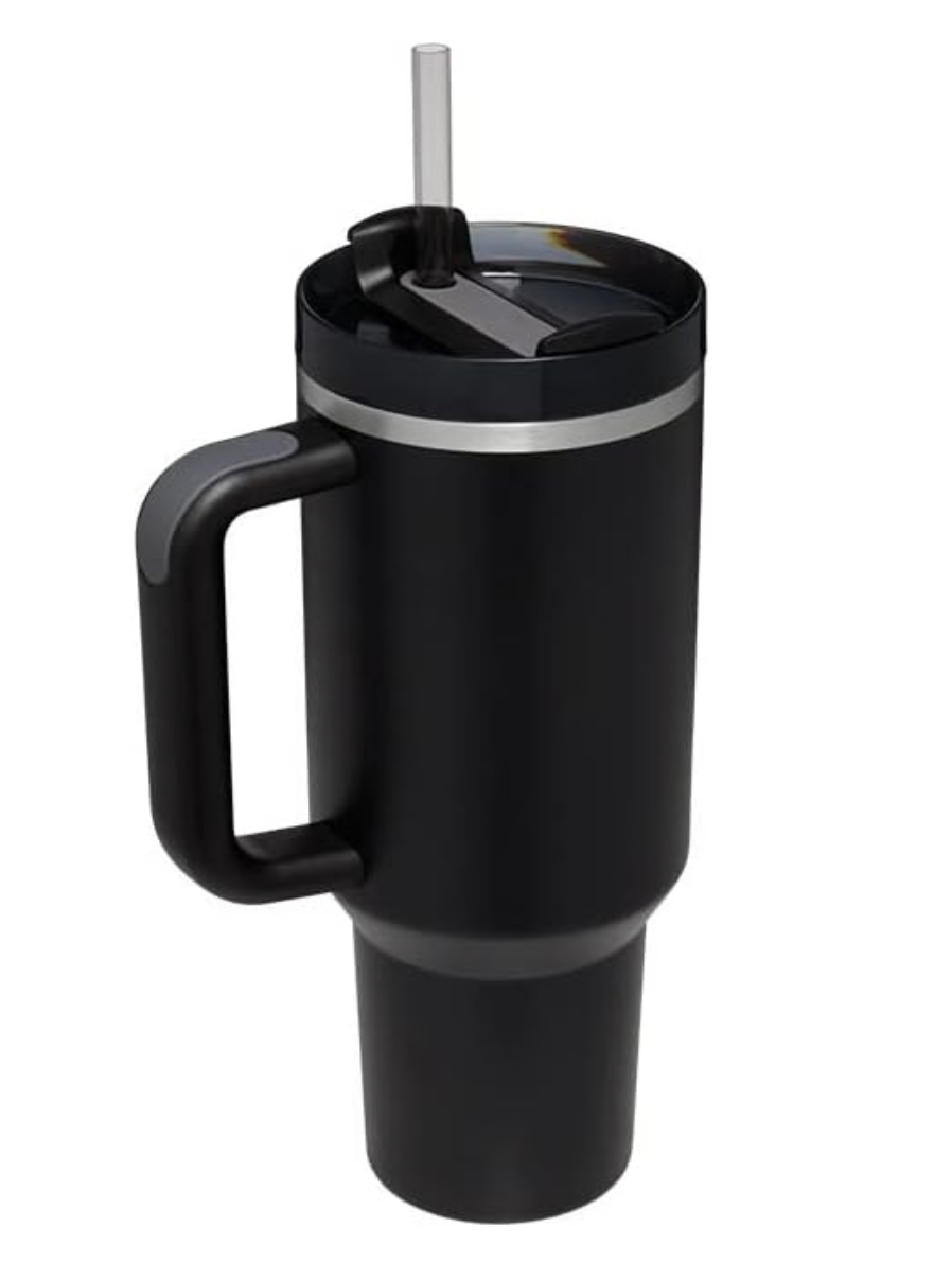 Black 40 oz "Dupe" Travel Cup with Handle 2.0