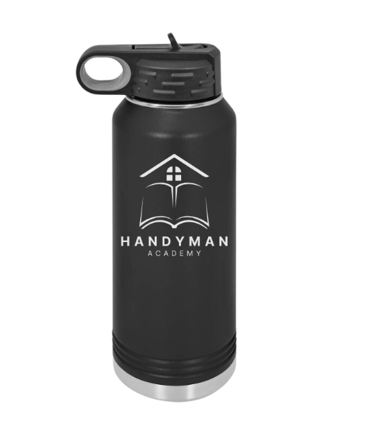 BLACK 32 OZ WATER BOTTLE-HANDYMAN ACADEMY