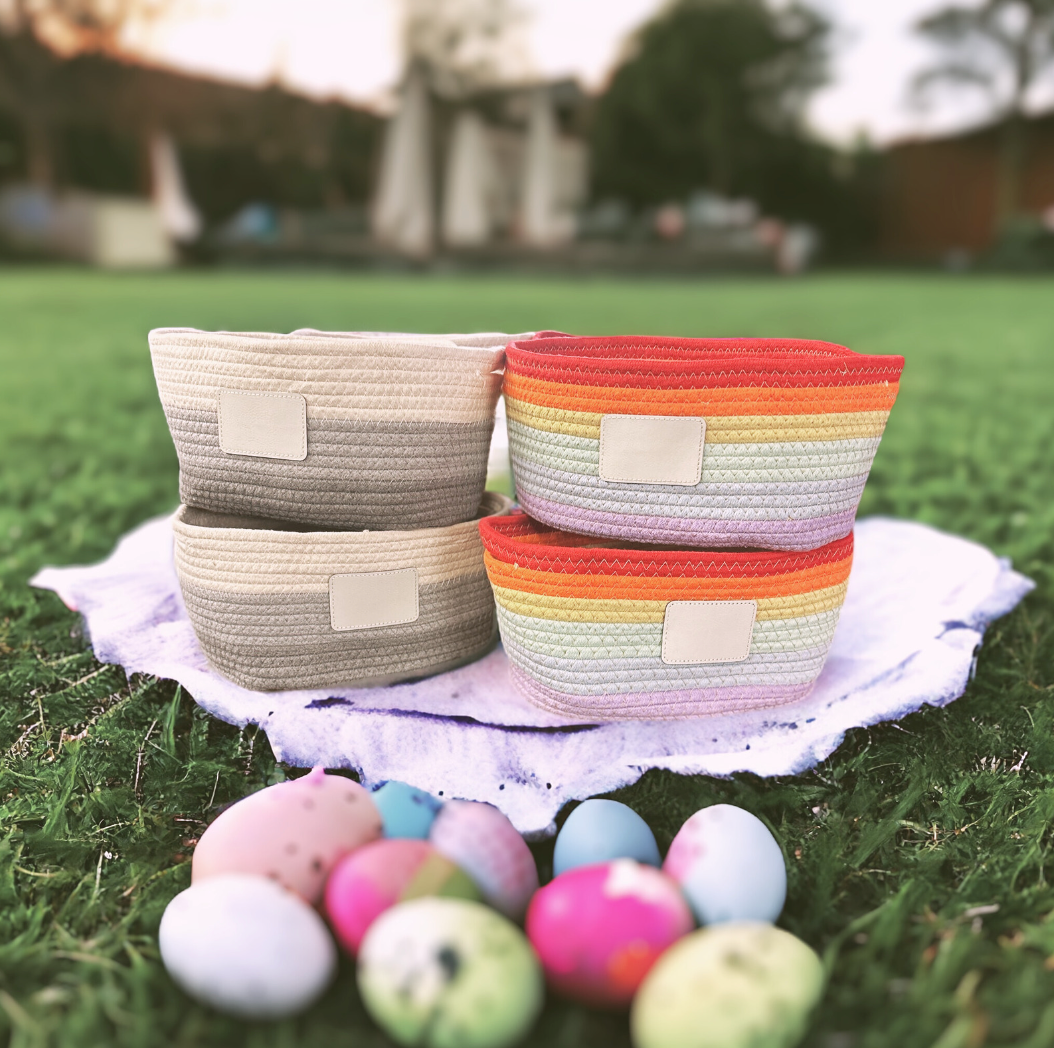 Woven Rope Basket with Custom Patch