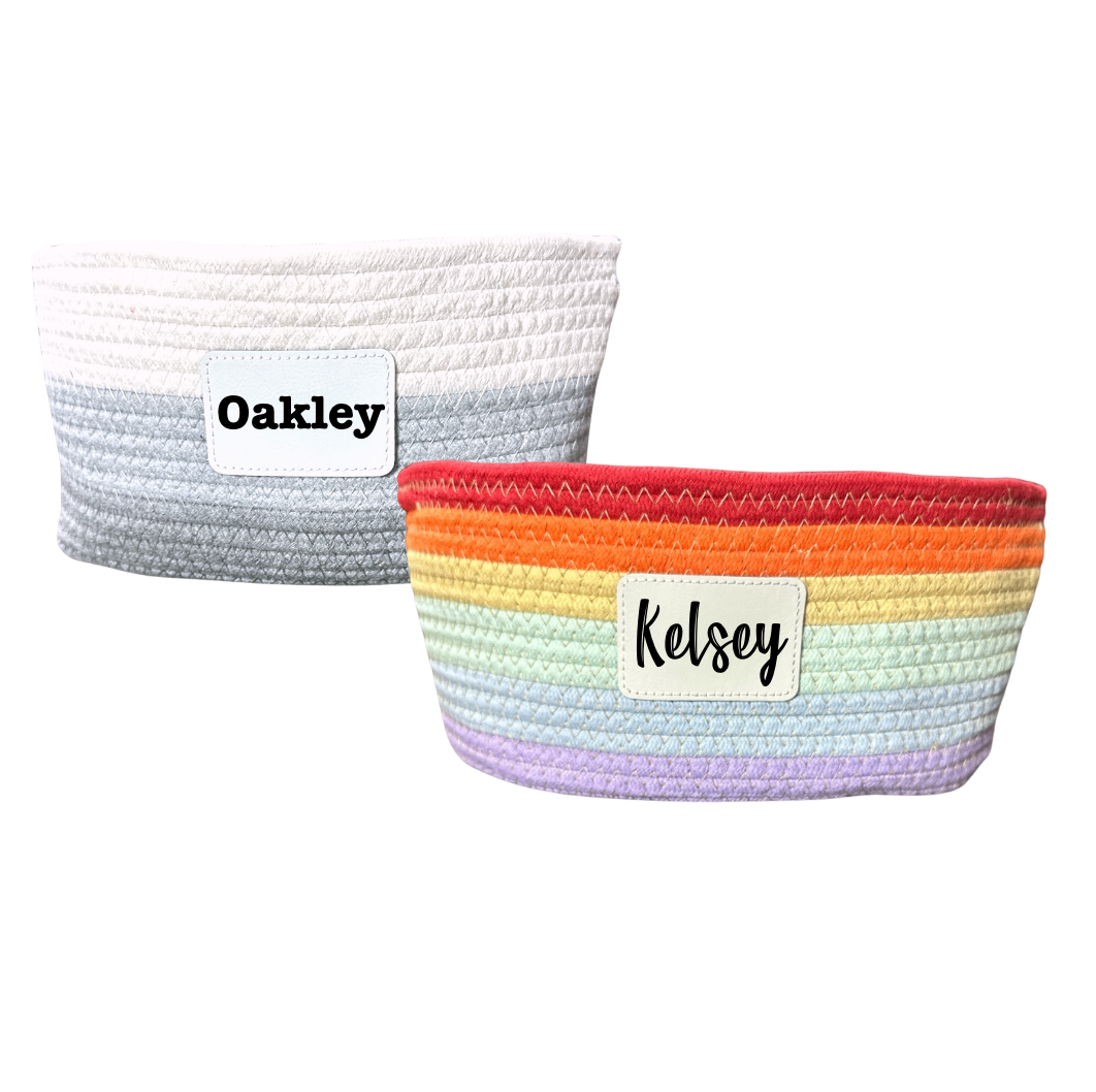Woven Rope Basket with Custom Patch