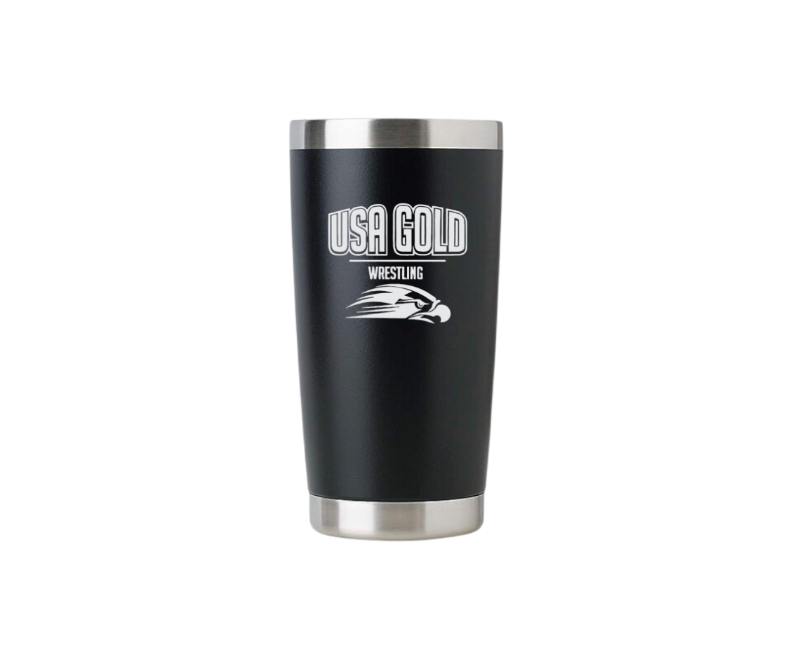 USA Gold Wrestling 20oz Coffee Tumbler with Name