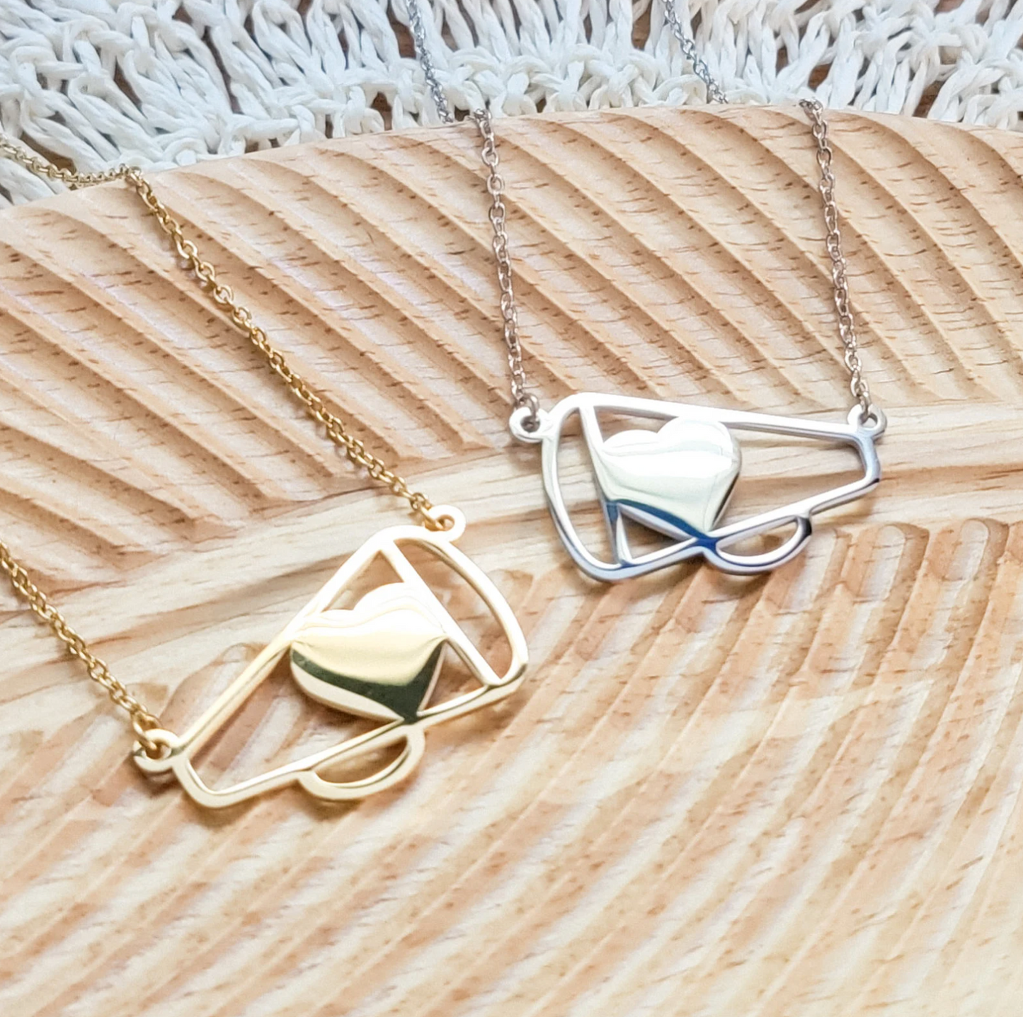 Megaphone Heart Necklace with Custom Engraving