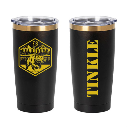 NEW Gold Rush 20oz Black/Gold Coffee Tumbler