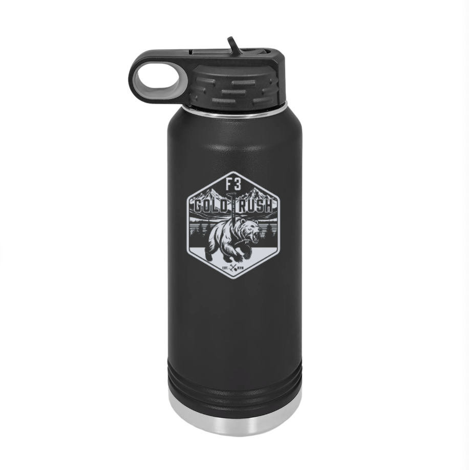 NEW Gold Rush 32oz Black Water Bottle