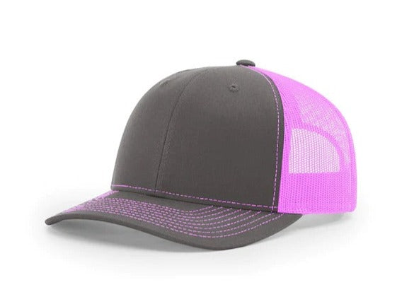 Richardson 112 Hat Charcoal/ Neon Pink