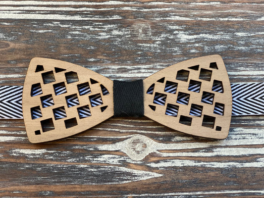 Checkered Wood Bow Ties