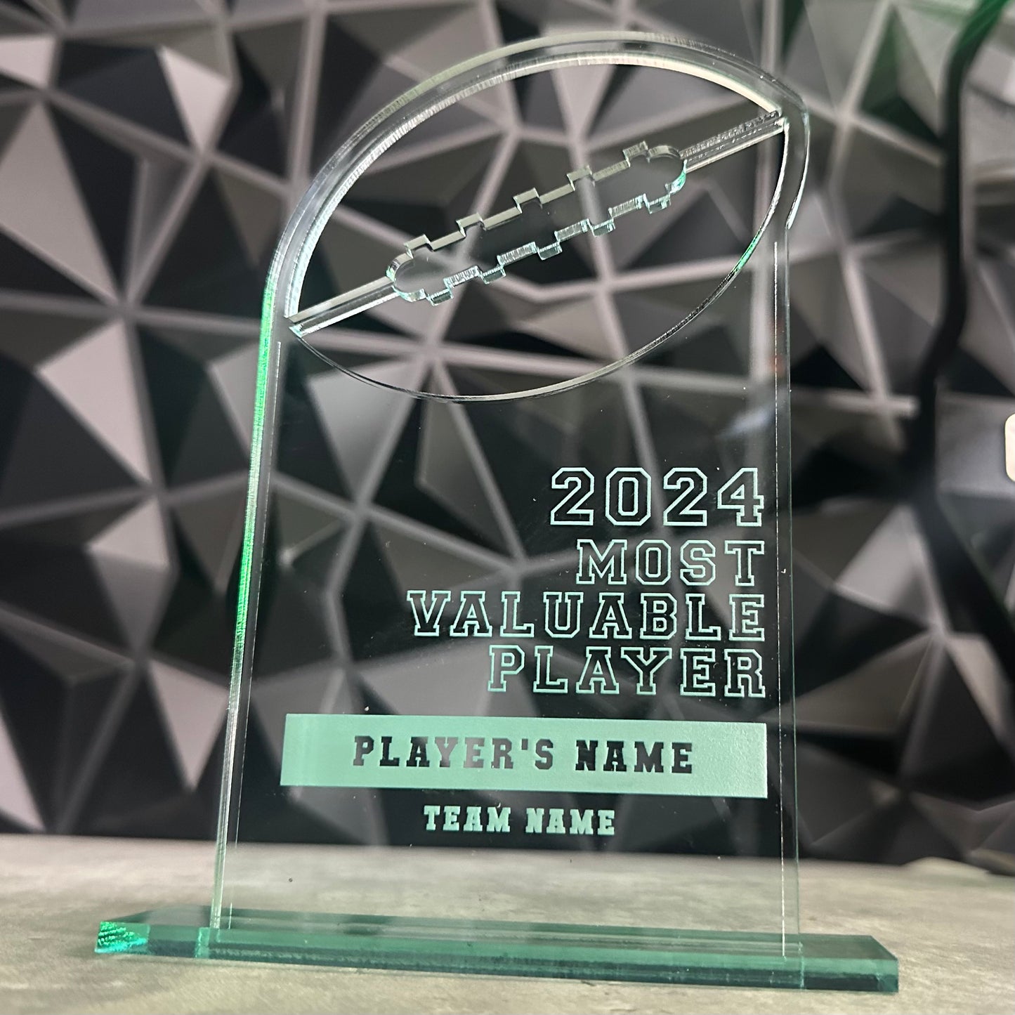 Green Edge "Glass" Acrylic Custom Awards- Football