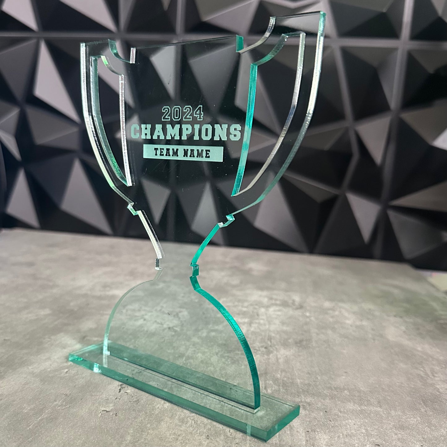 Green Edge "Glass" Acrylic Custom Awards- Champion Cup