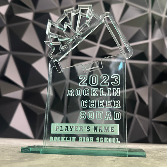 Green Edge "Glass" Acrylic Custom Awards- Cheer