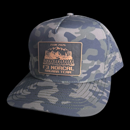 NorCal Ragnar Olive Camo Performance Hat with Copper Patch