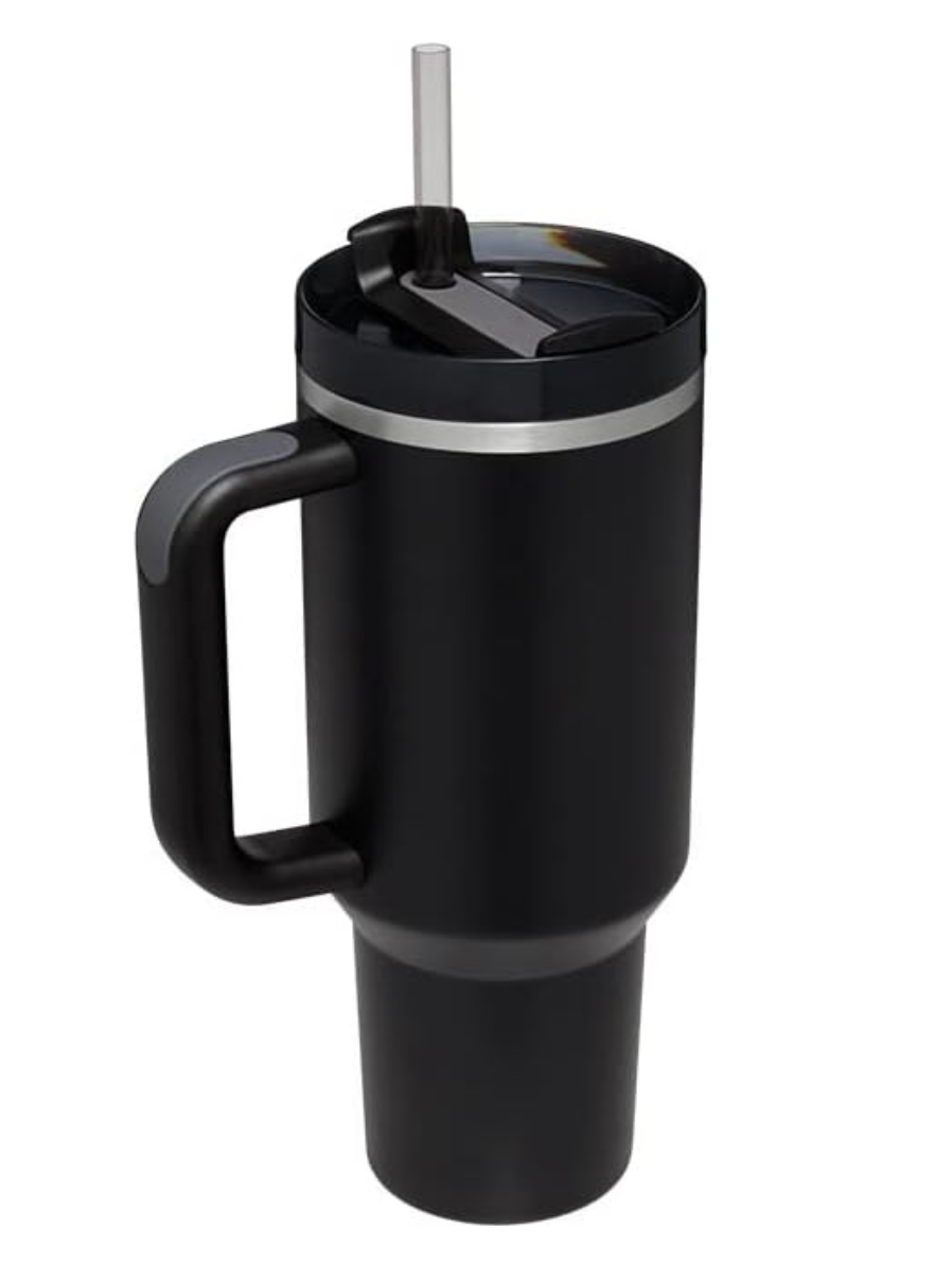Black 40 oz Dupe Travel Cup with Handle 2.0 – Laser Llama