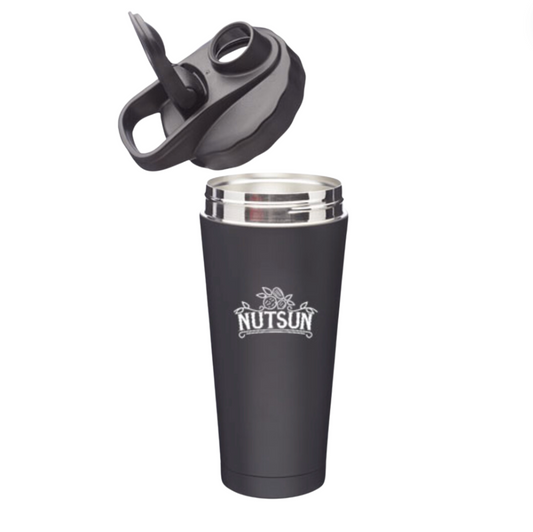 25oz Black Powder Coated, Stainless Steel Protein Shaker