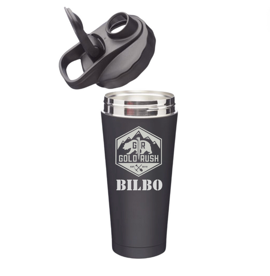25oz Black Powder Coated, Stainless Steel Protein Shaker
