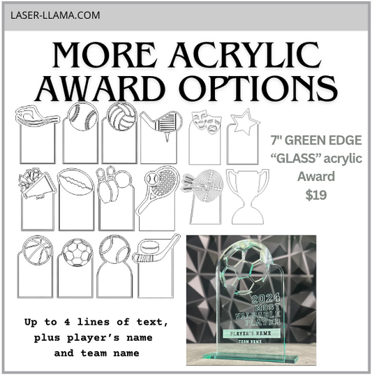 Green Edge "Glass" Acrylic Custom Awards- Soccer