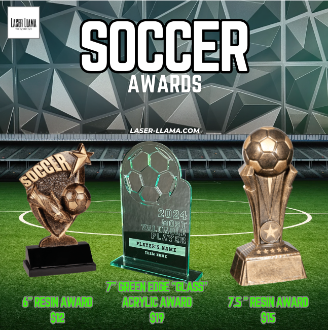 Green Edge "Glass" Acrylic Custom Awards- Soccer