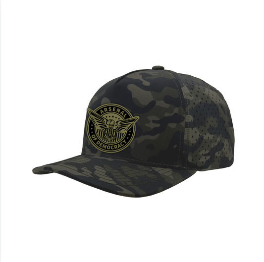 Olive Camo Performance Hat-Curved Bill