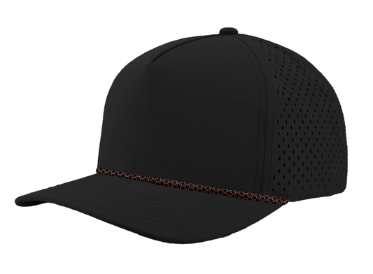 Black Performance Hat with Copper Rope- Curved Bill with Copper Gold Rush Patch